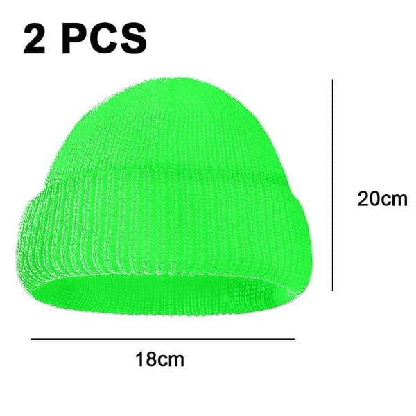 2-pack vintermössa för kvinnor, stretchig ribbstickad mössa, varm och mysig, hopfällbar (Style5)