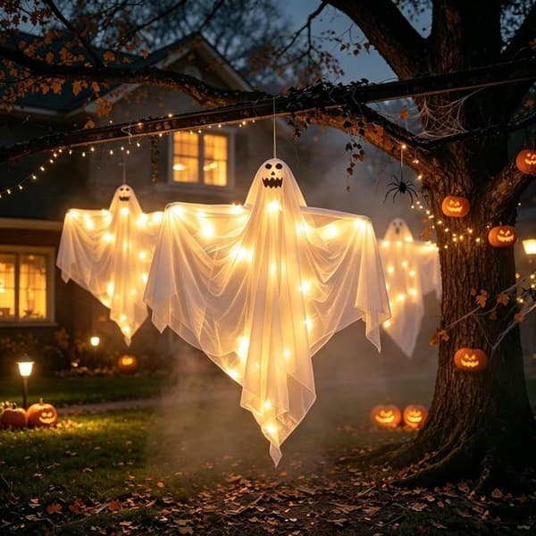 Halloween Spøgelsesdekoration Sæt med 3, til Halloween-begivenheder, til indendørs og udendørs Halloween