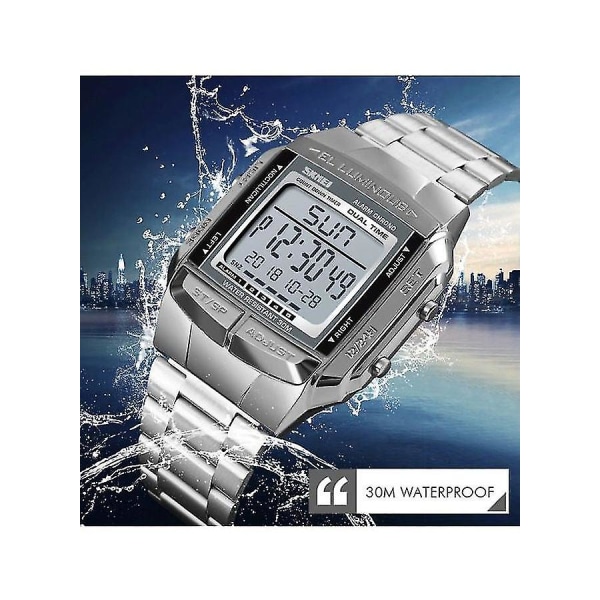 Analog och digital watch i rostfritt stål för män 1381 - 35 Mm - Silver