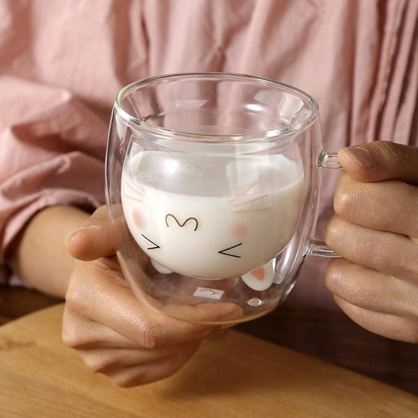 Söt Vattenkopp Flicka Super Söt Juicekopp Cartoon Dubbelisolerad Glaskopp Kaffekopp