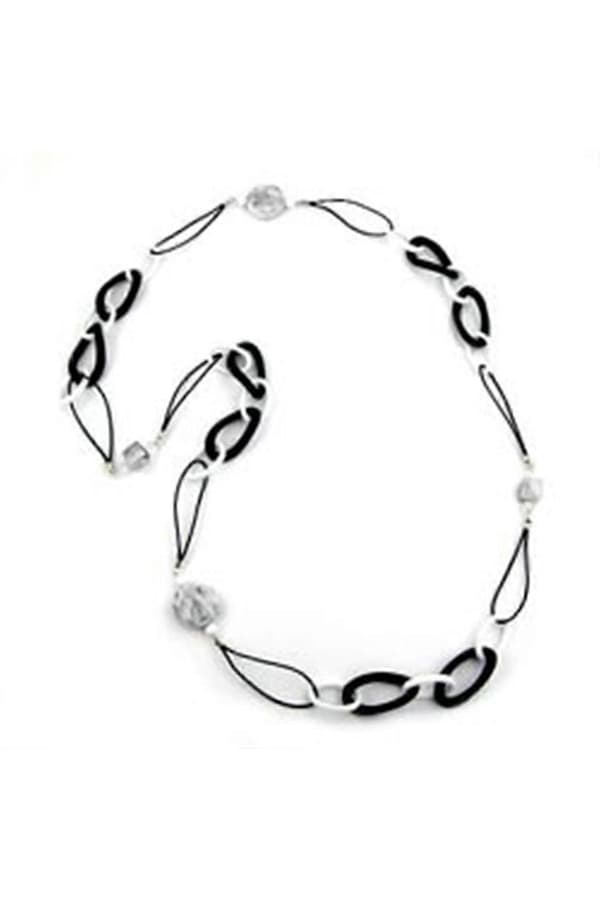 Halsband Svarta & Vita Pärlor 100cm - Gl02506