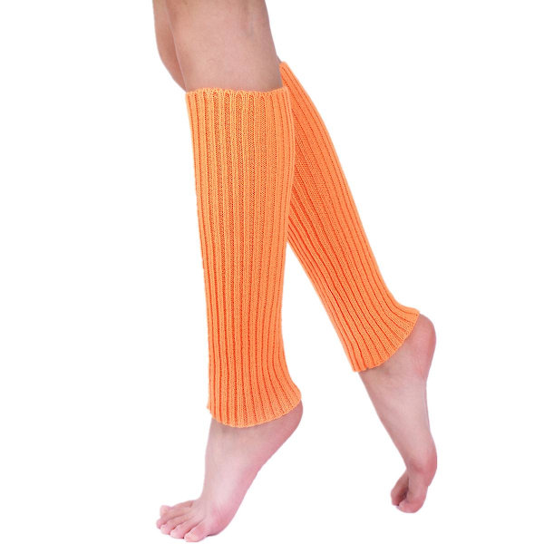 Varma damstövlar i stickat ben, vinterklackstrumpor (orange färg)