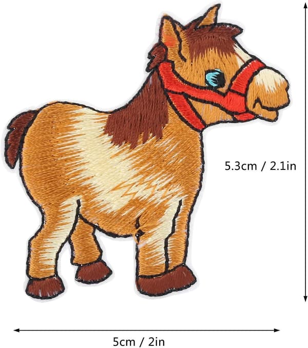 12 stykker ponni broderte stofflapper, søte ponnimønster, lapper
