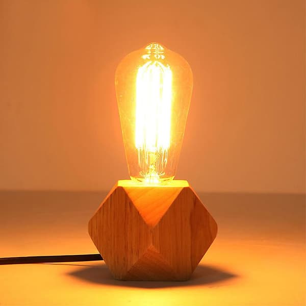 2024, liten bordslampa sänglampa med diamant träbas bredvid lampan, E27 perfekt för sovrum