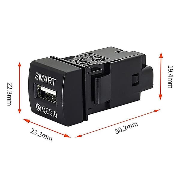 Bil USB-lader Qc3.0 Billader USB-port for 2019 (svart)