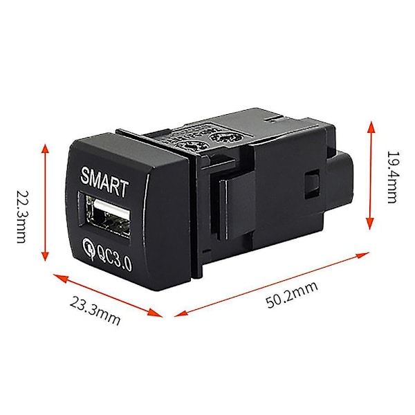 Bil Usb-oplader Qc3.0 Biloplader Usb-port Til 2019（Sort）