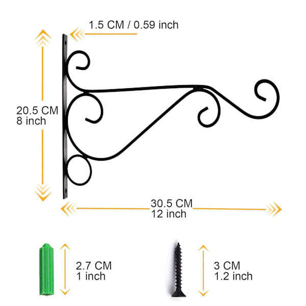 2-pack väggmonterade konsoler krokar väggmonterade växter konsol trädgård balkong utomhusdekor trädgårdskrukor hängande krokar rack väggfäste för växtkorg