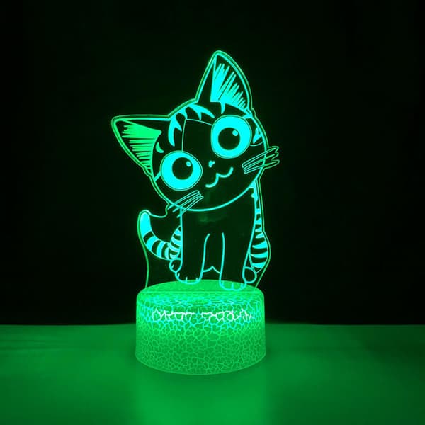 LED nattlys Anime Katt 3D illusjonslampe med R