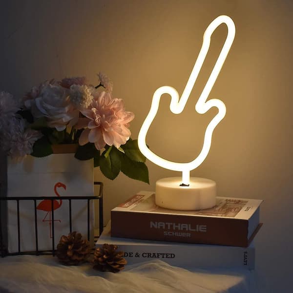 Nyhet Gitarr Neon Ljusskylt Batteri&usb Drivna Led Neon Bordslampor Varm