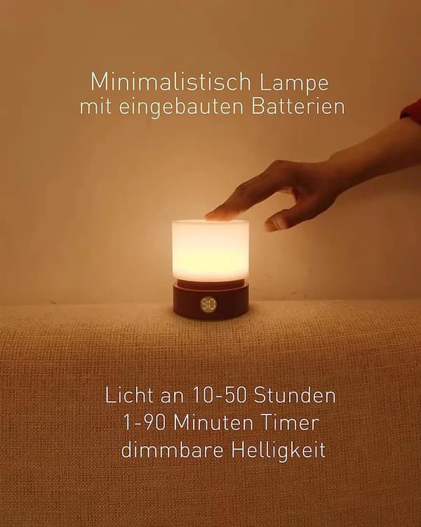 Nattlys med timer, 3 moduser, 3000K dimbar, med oppladbart innebygd batteri