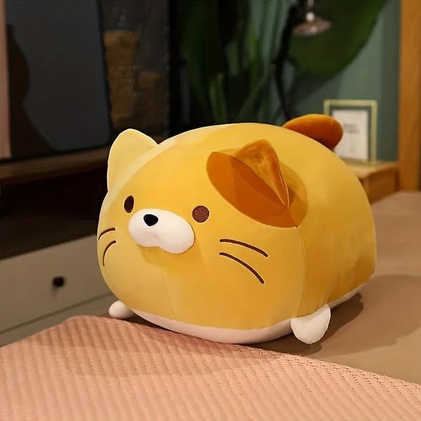 Söt japansk dumpling katt plyschleksak docka fet hus katt stor kudde tygdocka docka（Vit）