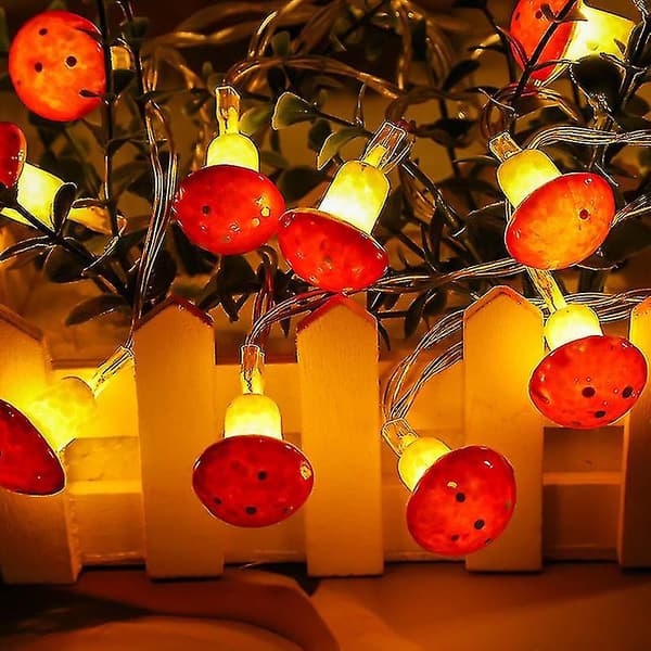 Ljusslinga Svampar Solcellslampor Utomhus Trädgård Toadstool Varm Vit Led 3,5m Ip44