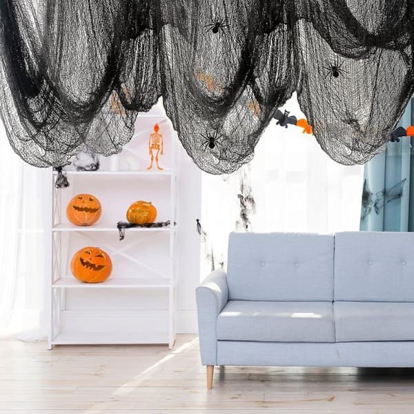 Skummelt Halloween Gasbind Lerret - 200 x 800 cm, Bomull Polyester | Utendørs Dekor og Stemningsfull Bakgrunn
