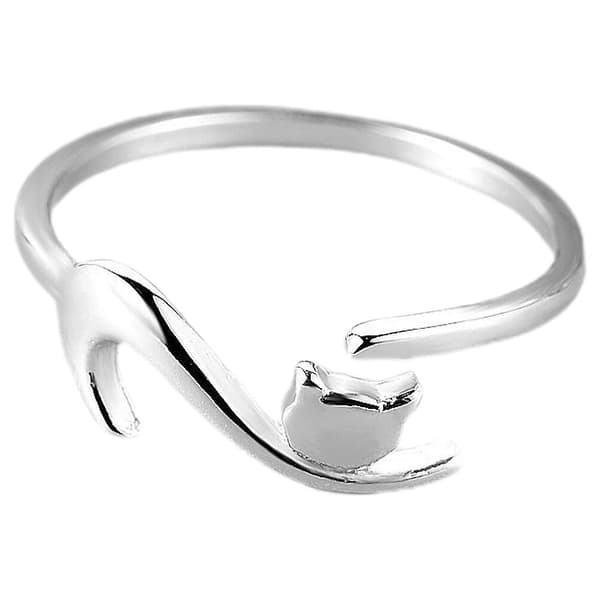 Öppen katt ring katt justerbar ring katt djur ring söt katt ring kvinnor öppen ring（2X2cm，Som visas）