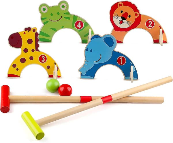 Träkrokodilset med golfleksaker med Acsergery 2 bollar Tidigt pedagogiskt spel Present