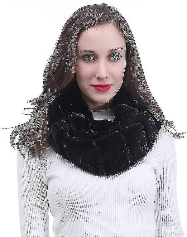 Faux Fur Vinter Dobbel Sløyfe Snood Skjerf