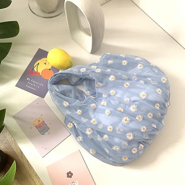 Vår Kvinnor Liten Tote Mesh Tygväska, Daisy Broderi Handväska