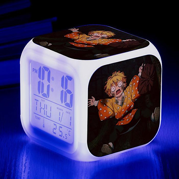 Wekity Anime Ghost Slayer Färgglad Väckarklocka Led Kvadratisk Klocka Digital Väckarklocka Med Tid, Temperatur, Alarm, Datum