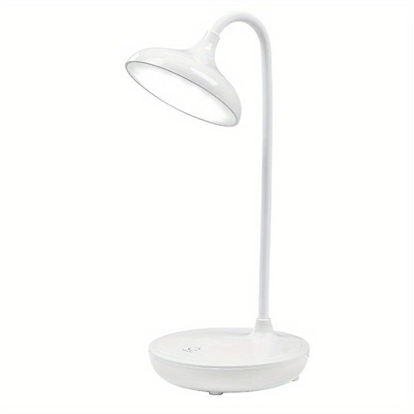Liten skrivebordslampe, studie, sovesal, hjem, USB, øyebeskyttende lampe, skrivebordslampe, student, LED-ladelampe, soveromslampe, nattbordslampe (elfenbenshvit)