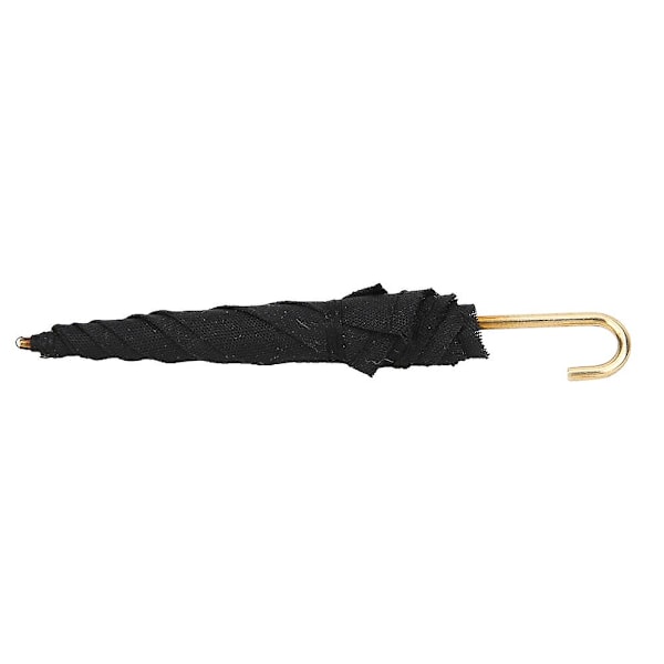 2 stk. Miniature Paraply Sort Klud DIY Dukkehus Dekorativt Tilbehør 1:12