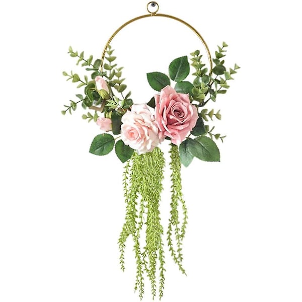 Blommig Båge Krans Ros Blomma Halv Krans Vägg Hängande Hänge Dekoration Dörr Girlang för Entrédörr