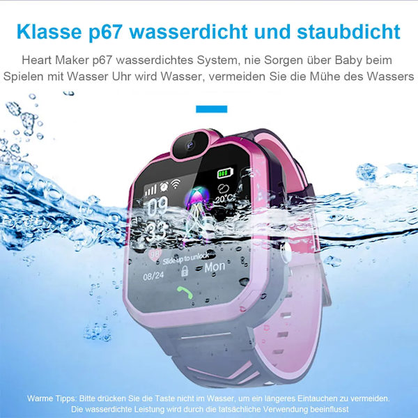 2G børne smartwatch med 1,4 tommer skærm, SOS, telefonfunktion, 400mAh smartwatch, pink