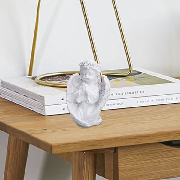 Bedende Engel i Harpiks - Engelstatue med Vinger - Englefigur
