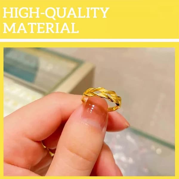 Veteörat Enkel Lycka Ring, Vridet Vete Form Guldringar, Guld Enkel Delikat Ringar för Kvinnor (Ring)