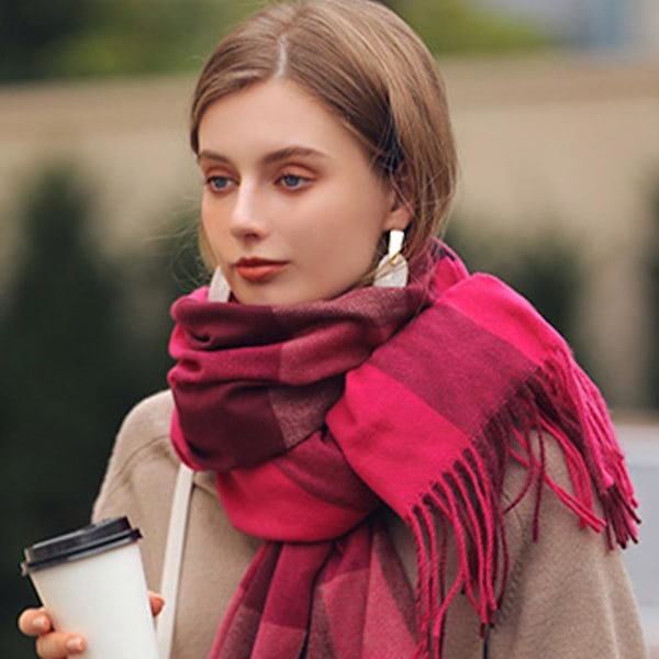 Moderne kvinder behagelig varm vinter efterår tæppe tørklæde mode blød（Style4）
