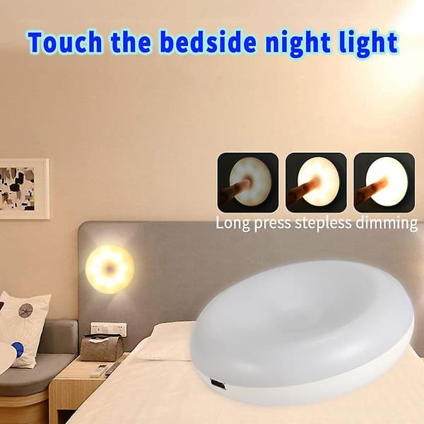 Touch Control Natlampe Rund Væglampe Magnet Skab Lys Nødlys Belysning Trappe Lys Bærbar