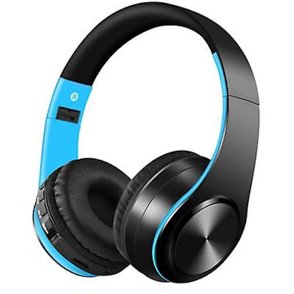 Trådløse Bluetooth-øretelefoner, High Definition Stereo Foldable Headset (sort + blå)