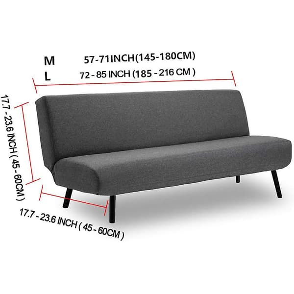 Sofaovertrekk uten armlener, elastisk sklisikker stretch-trekk i mykt stoff (grå)