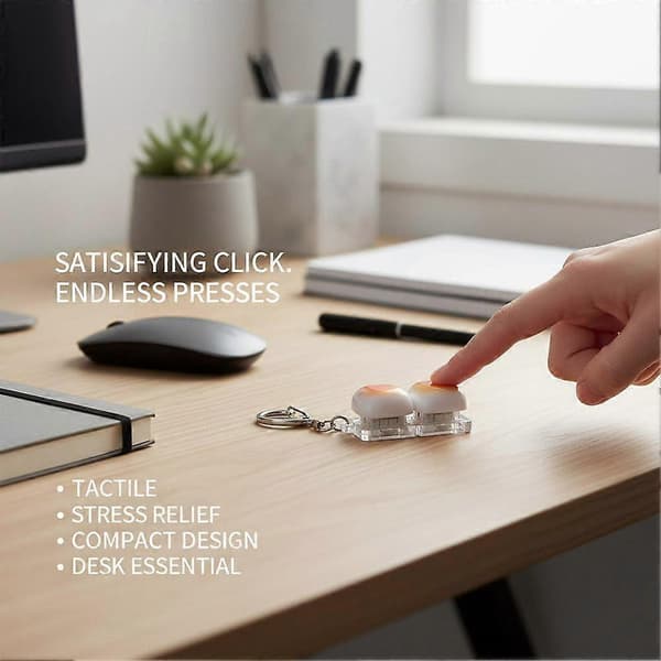 1/2/3/4/5/9 taster Brød-tastaturhætte stresslindrende legetøj med LED-lys - Klik-nøglering Five Keys Without Light