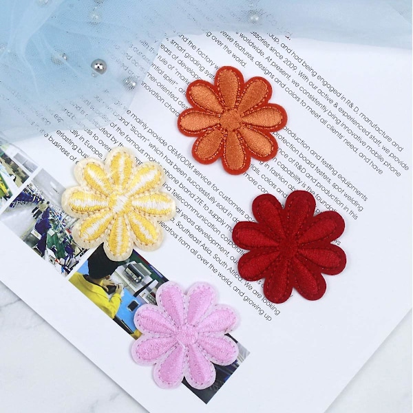 Dww-30 stk. broderi stryge-på patch sy på, blomst patch klistermærke sy på stryge-på patches, badge broderi applikation patches til tøj