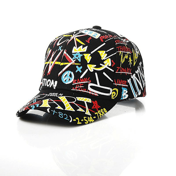 4-8 år barns snapback keps för pojke och flicka mode graffiti basebollkeps（E vit）