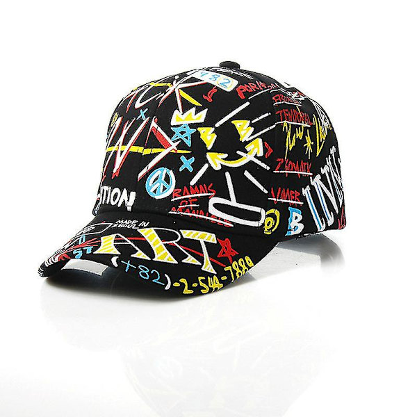 4-8 år Snapback-hatt for gutter og jenter, fasjonabel graffiti-baseballcaps (E hvit)