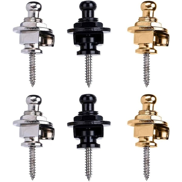 Gitarrrem Lås Set 6 Pack Rem Lås Set Knappar Säkerhet Quick Release Strap delar