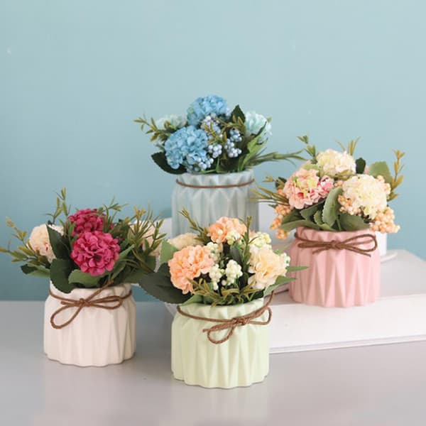 Fräsch stil simulerad krukväxt dekor återanvändbar blomsterarrangemang dekor för sovrum (blågrön)