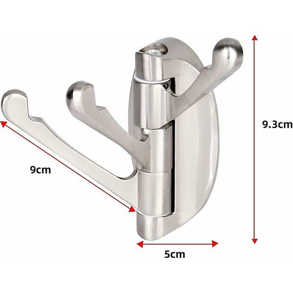 Væghængt knagerække i rustfrit stål med 3 foldbare arme, ophæng/krog/håndklædeholder 180° rotation