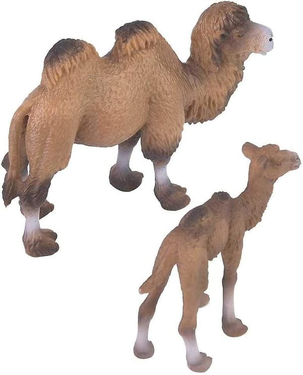 2 stk. miniature realistisk videnskabelig plastikdyr kamelmodel figur simulation kameldyr