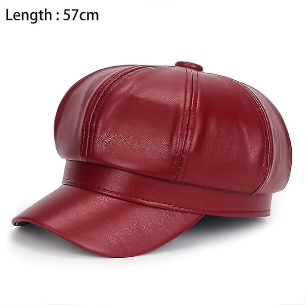 Cab Pu Læder Cab Maler Hat Gatsby Ivy Beret Multi-farve Valgfri（Bordeaux）
