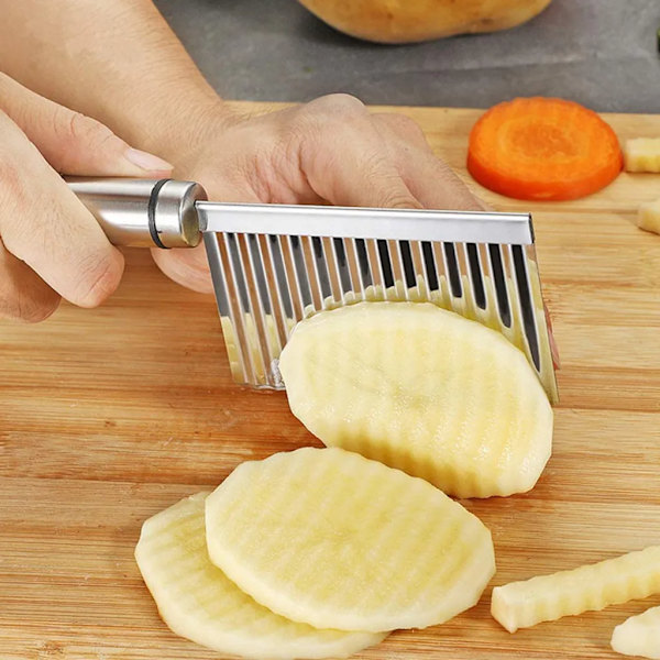 Rostfritt Stål Garnityr Skärverktyg Vågig Chip Cutter Grönsaks Skärare Vågig Skärare Potatis Skärare för Potatis Grönsaker Frukt