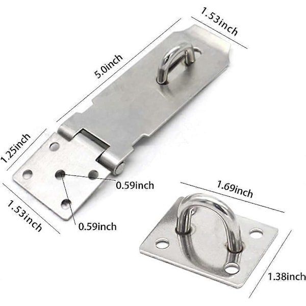 Dörrlås Hasp Spärr, 5 Tum Rostfritt Stål Säkerhets Packlock Spänne Hasp Lås Spärr, Extra Tjock Grinds Lås Hasp med Skruvar Borstad Yta 2 Pack (5in