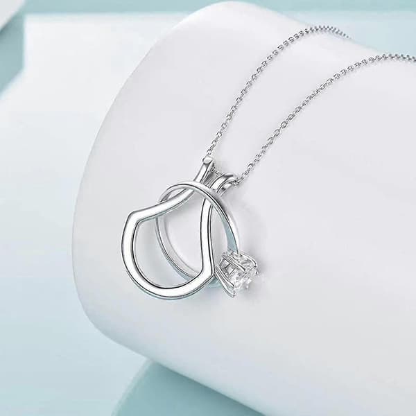Silver Ringhållare Halsband Hänge Smycken För Kvinnor Fru Flickvän (Guld 2)