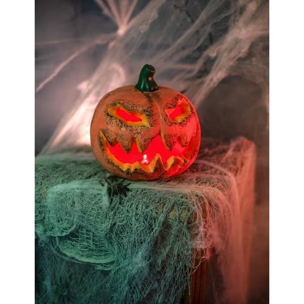 Halloween Gresskar Lysende Dekor - WINLLINEE - 16 cm Diameter - Krever LR44/AG13 Batterier