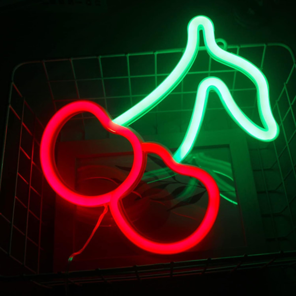 Körsbärs Neonljus för Sovrum Neon Skyltar Röd Grön Led Neon Väggskylt Frukt Neon Lampa Skylt för Barn