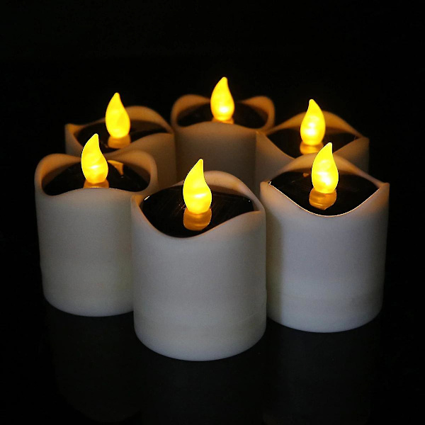 Led elektronisk stearinlys sol natlys (gul)