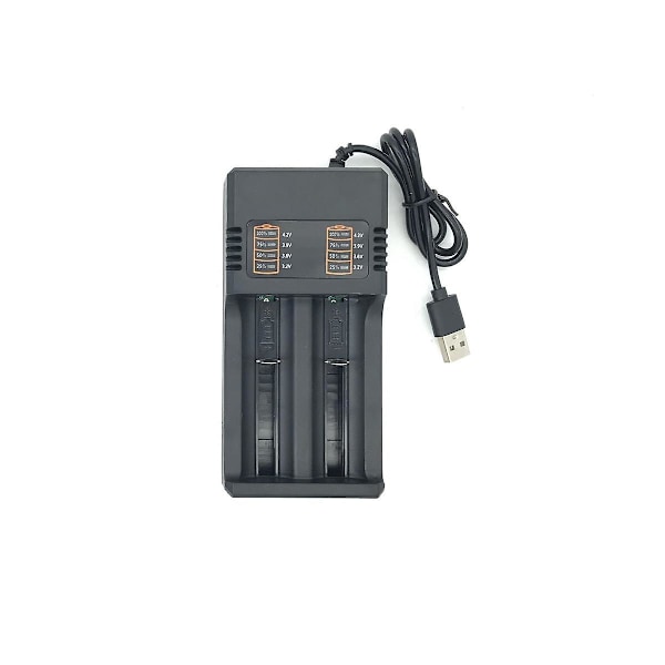 2-fack Smart 18650 Laddare Litiumbatteri Laddare Universell Batteri USB Laddare Smart Laddare för（Svart）