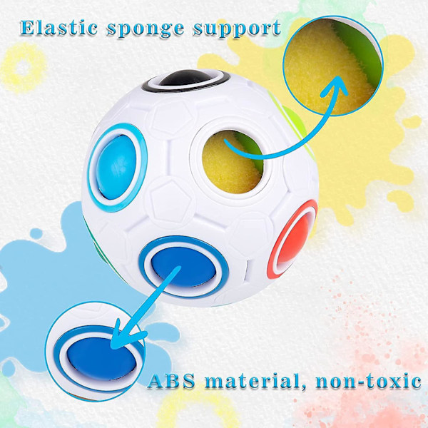 Magisk regnbueball Fidget Ball, puslespill Speed Cube pedagogisk 3d puslespill Fidget-leketøy for barn voksne