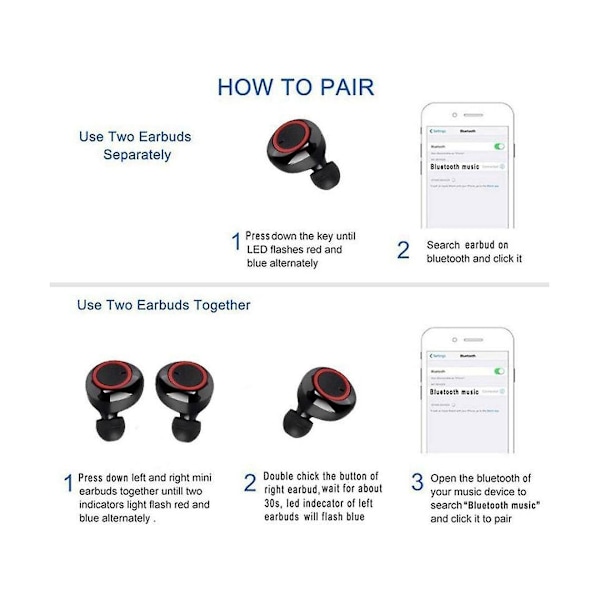 Alin218-4 True Wireless Bluetooth-ørepropper (i øret - mikrofon - svart)